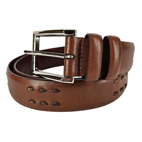 JOHN W. NORSDTROM DESIGNER UNISEX BROWN GENUINE LEATHER BELT – SIZE 42 - Picture 1 of 9